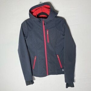 Mondetta Grey Lightweight Hooded Jacket W Pink Fleece Trim & Lining S